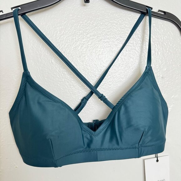 Girlfriend collective womens swimwear bikini top  XS green color criss cross new - Picture 4 of 11